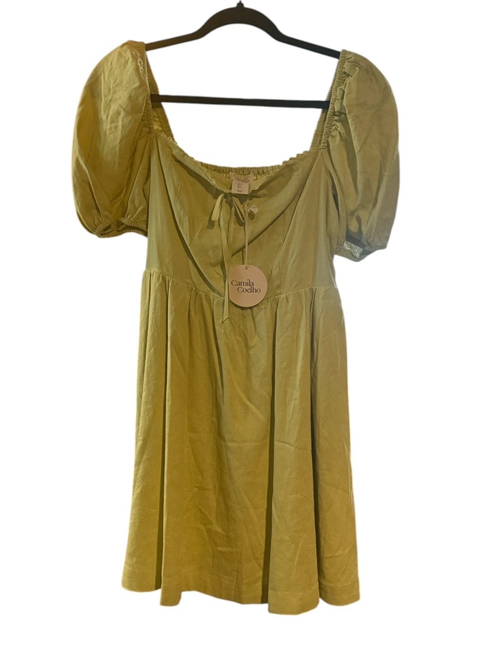 Camila Coelho Puff Sleeve Linen Blend Dress Size S NWT